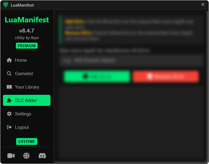 LuaManifest DLC Adder Screen